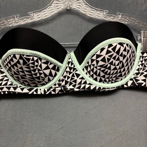 Xhilaration Bikini Top Womens Large Geometric Padded Push Up Double Strap Beachy - Picture 8 of 11